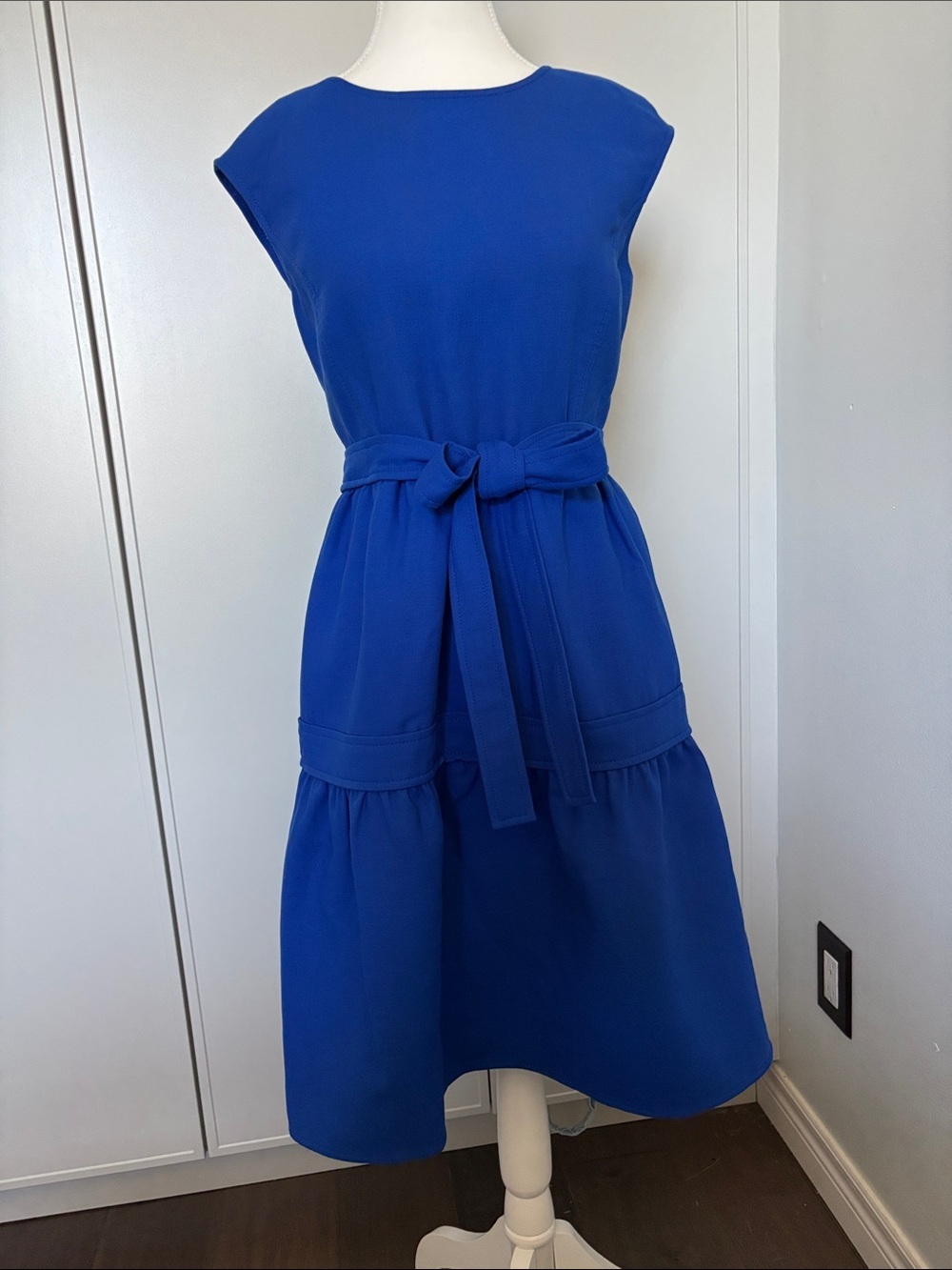 Tory Burch Cobalt Blue Tie-Waist Midi Dress